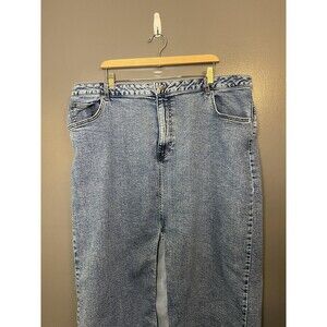 ASOS DESIGN Denim Skirt Womens 18 Blue Midi Front Slit Raw Hem Stretch Pencil